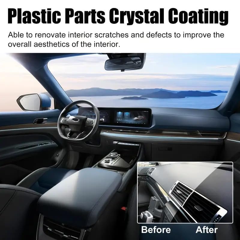 Image of KROYWEN Crystal Coating for Car and Bike Plastic Parts | 30ml PVC Restorer and Revitalizing Coating Agent | Maintenance Dashboard Plastic Cleaner Polish Shining | Pack of 2
