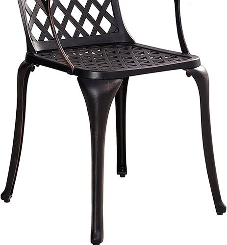 Miniatura 6 de Juego de 2 sillas de patio de aluminio fundido, sillas de comedor al aire libre con respaldo alto, sillas de patio de metal, sillas de bistró para