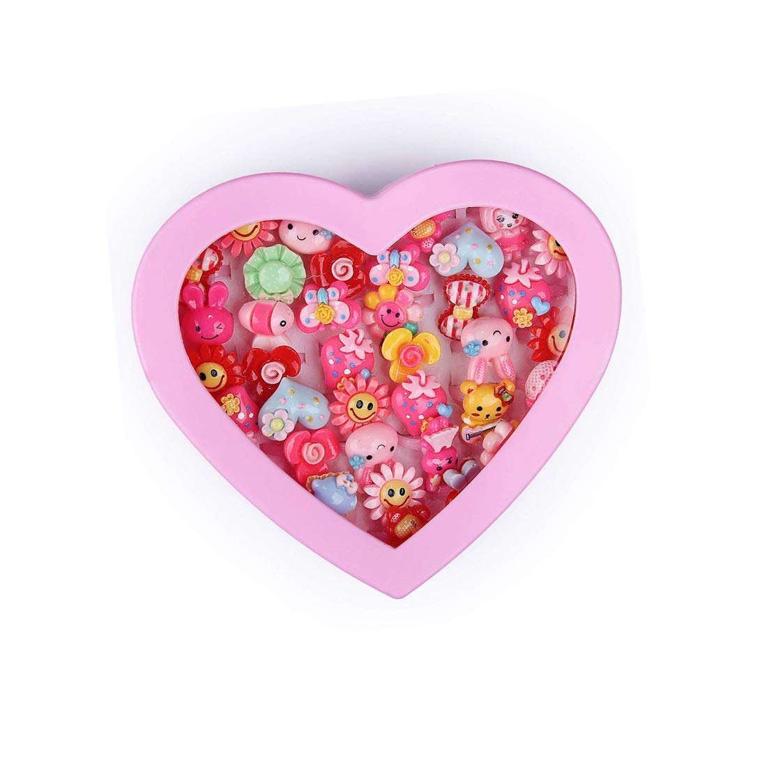 PANCIKAA 36 pcs Kids Girls Cartoon Pretend Play Toy Fancy Finger Rings for Birthday Gifts Comes in Pink Heart Shape Box (B08W4HYK4F) Amazon Price History, Amazon Price Tracker
