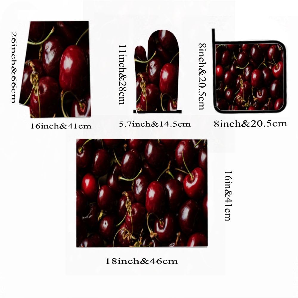Set di 9 accessori e decorazioni da cucina con ciliegie fresche