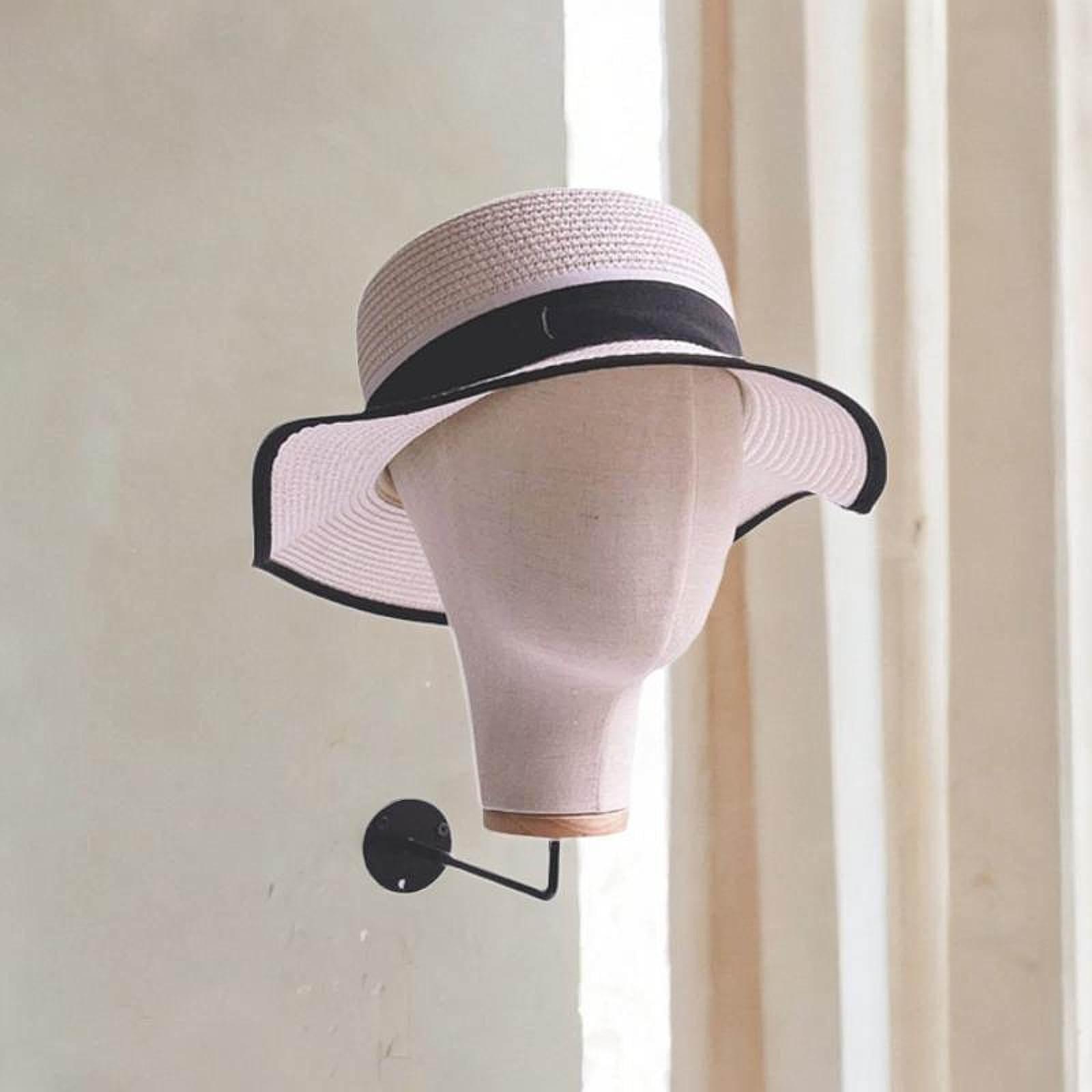 Manikin Head Perückenkopf Display Display Haar Hüte Und Haarteile Hut Display Kopf Leinenkopf mit Haken für Friseur Ausbildung, Beigeweiß