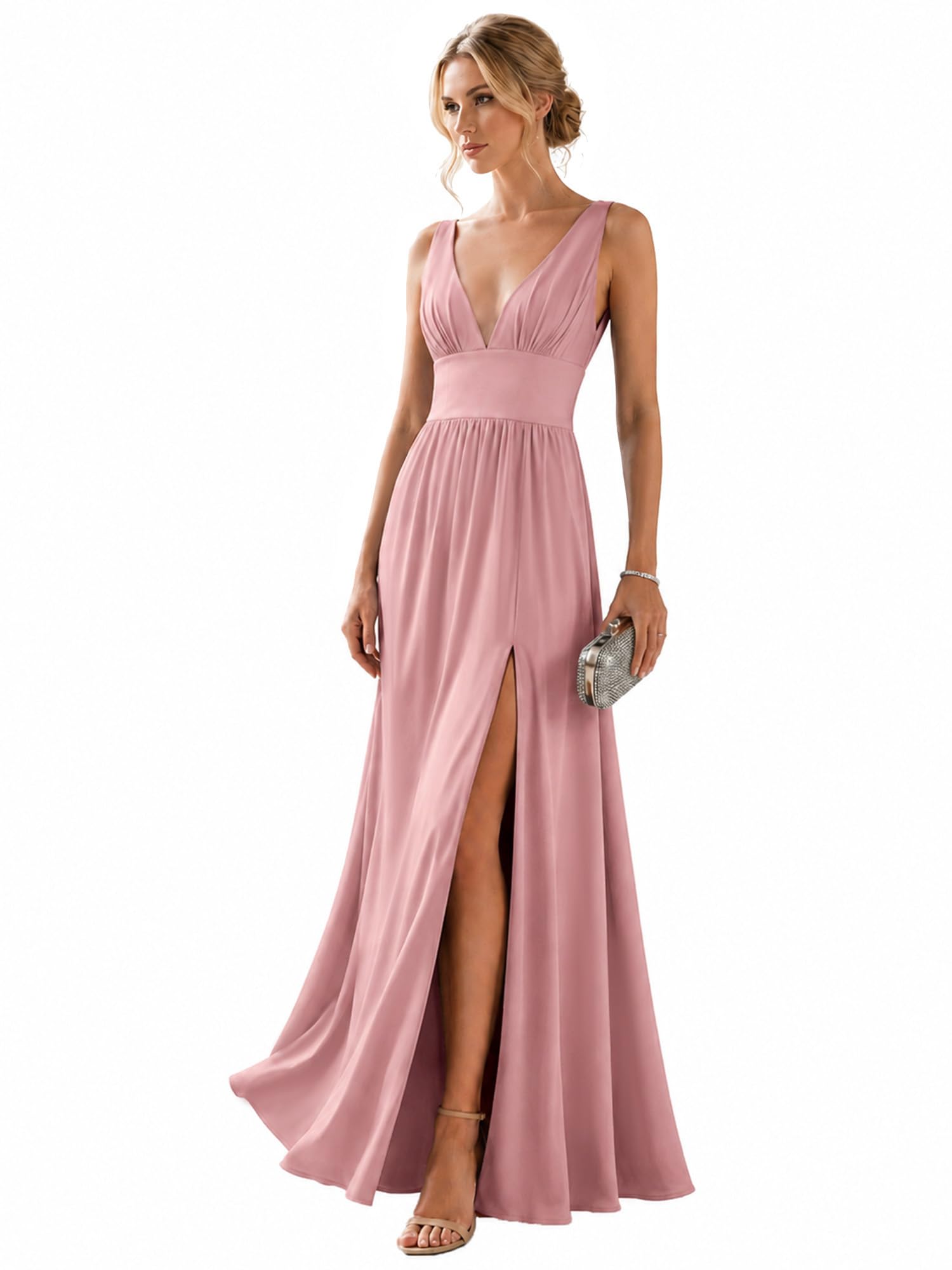 Ever-Pretty Women's V Neck Sleeveless Formal Dress Wedding Guest Dresses
