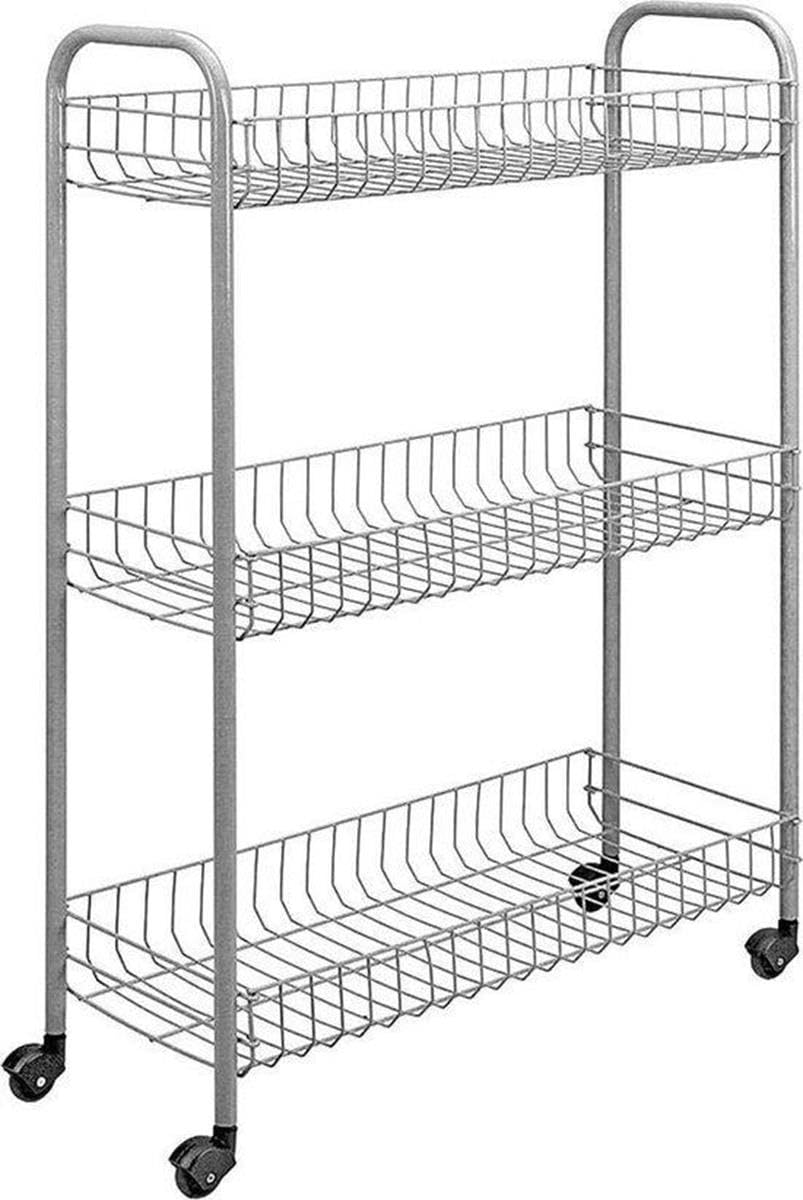 Metaltex Chariot de salle de bain/cuisine Slim 84x56cm Acier Argent