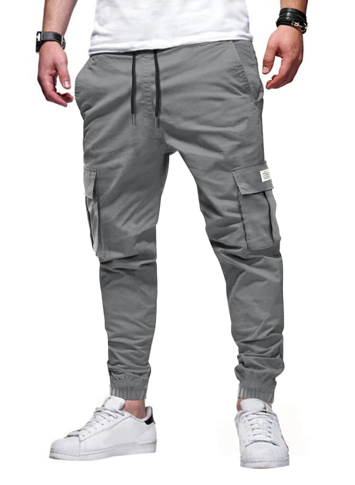 AlvaQCargo Work Trousers Mens Casual Work Pants Sweatpants Men Sports Bottoms with Pockets S-XXL