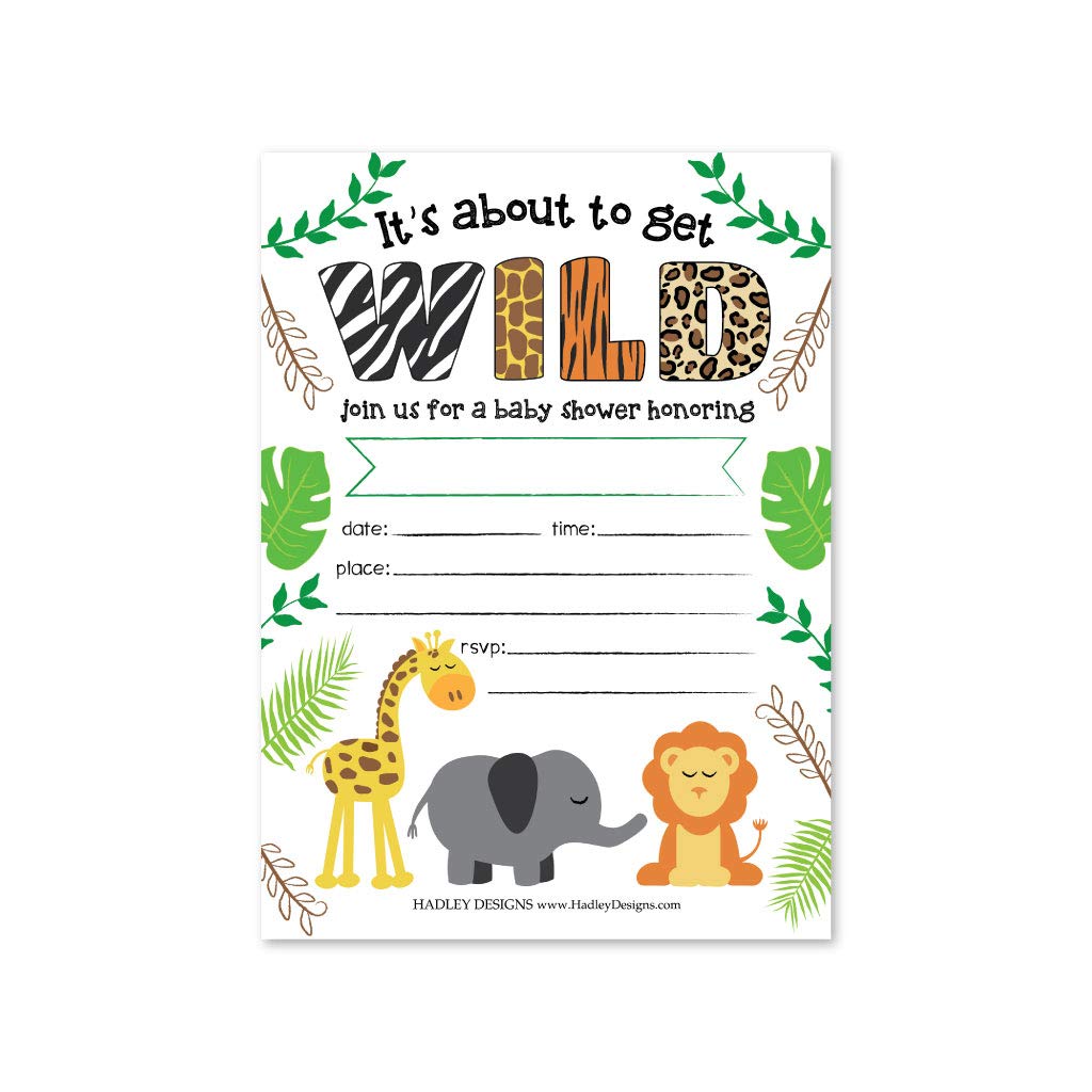 Buy 25 Jungle Baby Shower Invitations, Sprinkle Invite For Boy or Girl