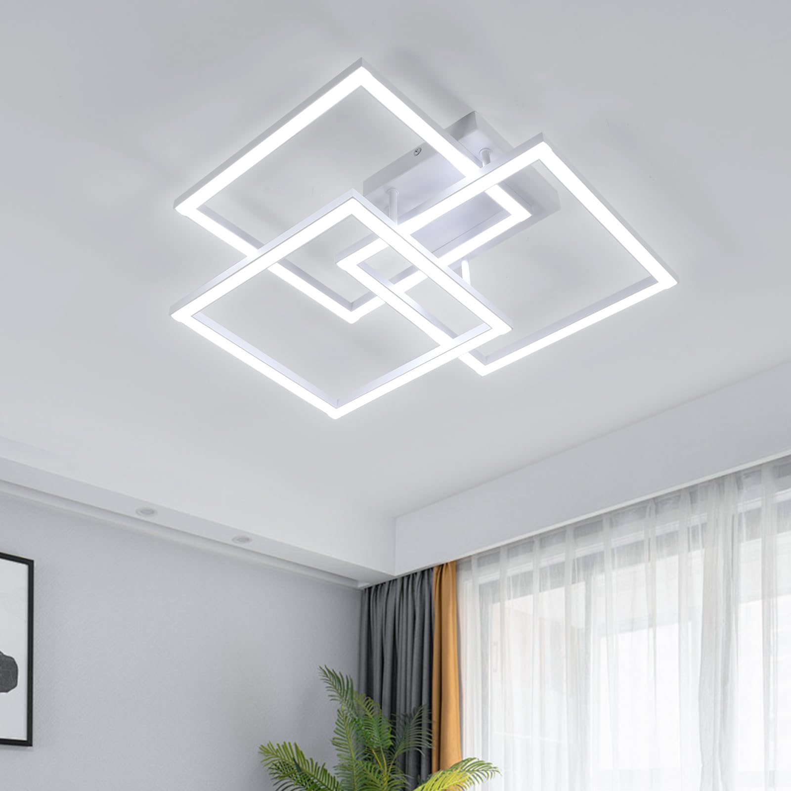 DELIPOP Moderna Lámpara de Techo 40W 4500LM 6500K Plafon Led techo Cuadrado | Luz de techo led Blanca Para Dormitorio Salon Comedor, 62cm
