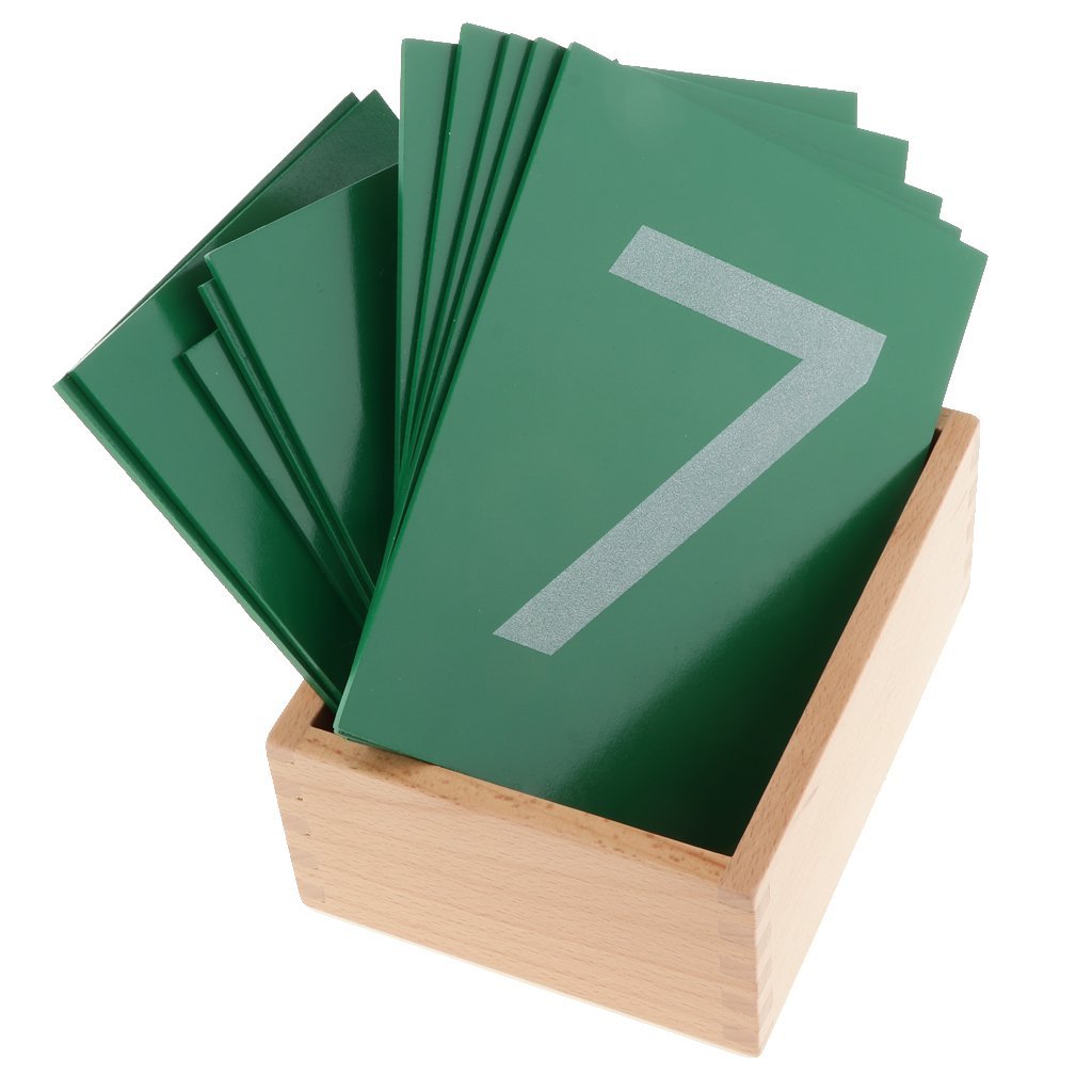 Inzopo Montessori Mathematics Sandpaper Number Wooden Box 0-9 kid Early Educational