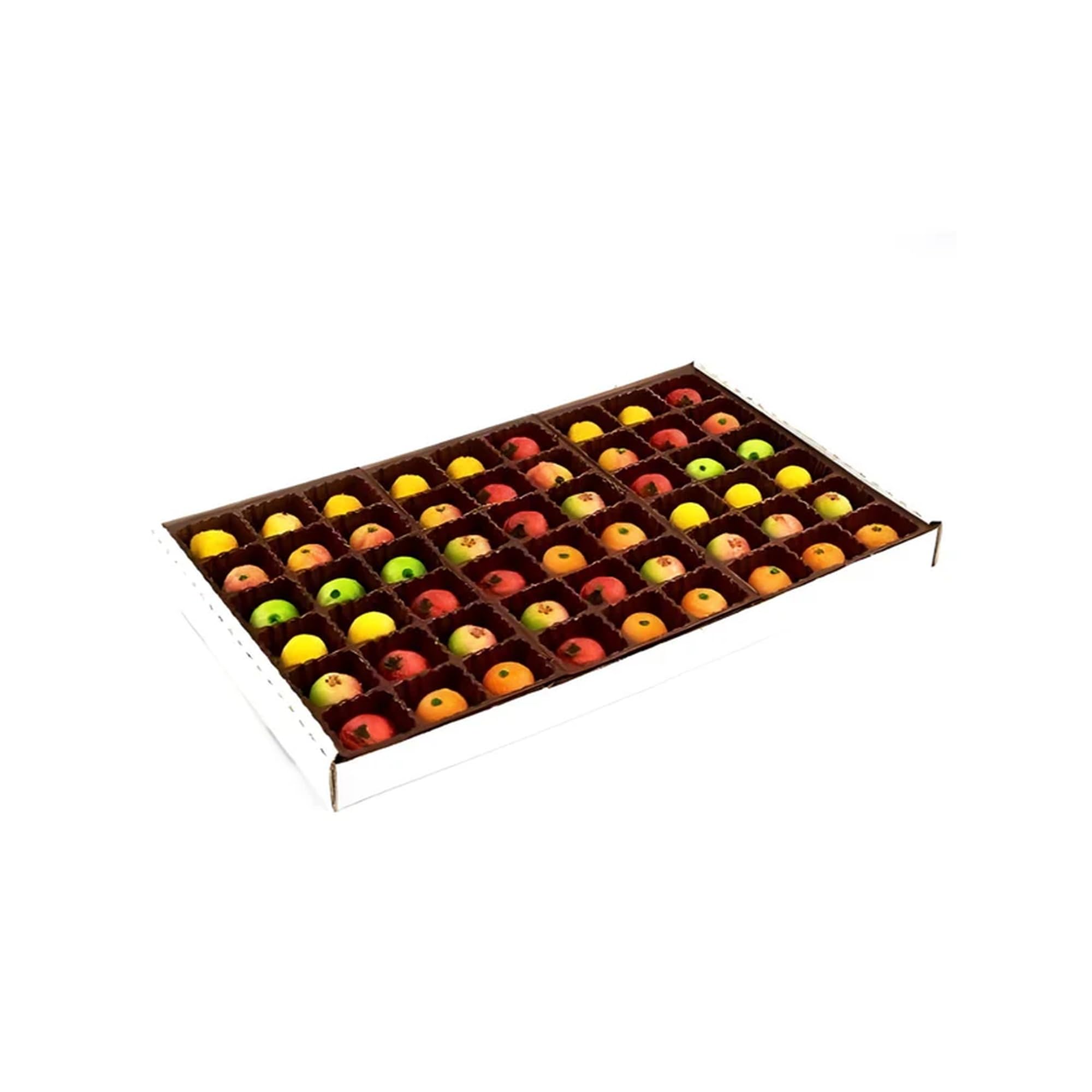 Bergen Marzipan 54 Piece Assorted Fruit Box Tray Net Weight 25 oz