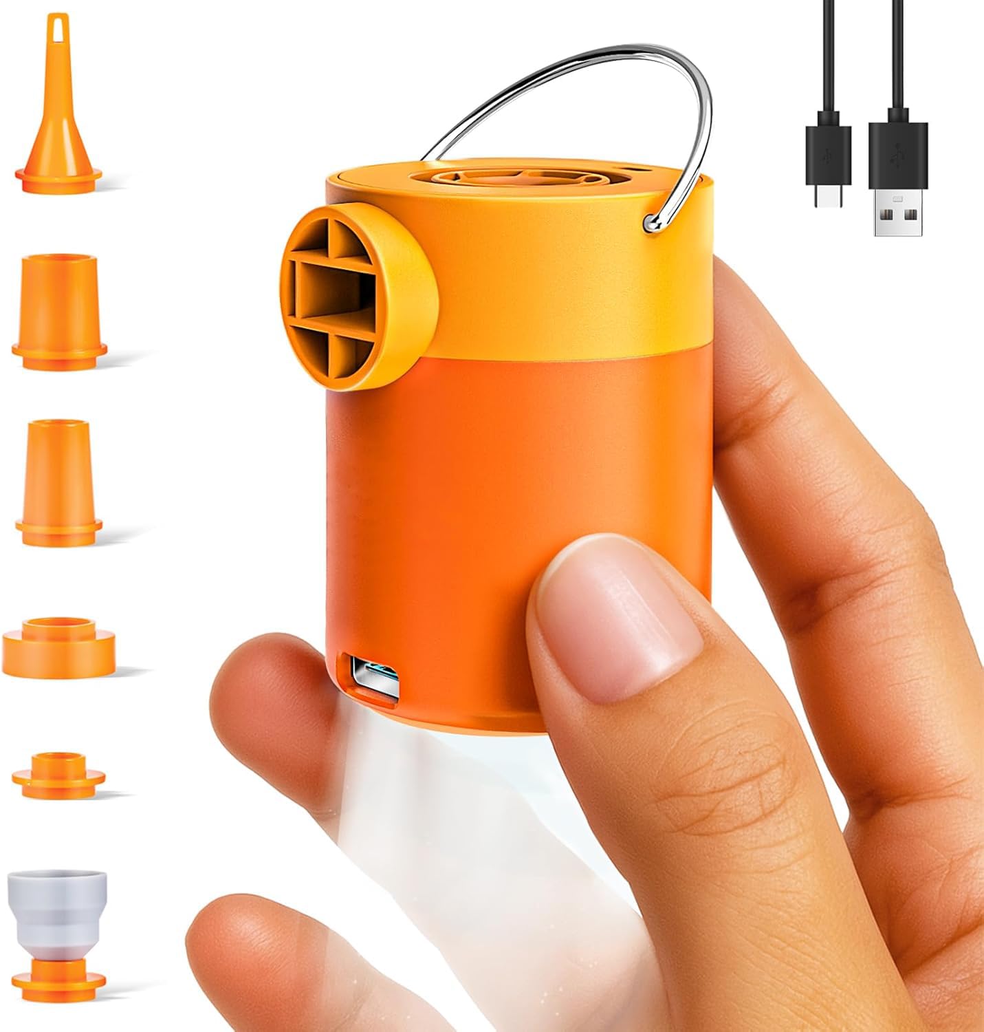 Air Pump Portable Mini Electric Inflator & Deflator with Light, USB-C