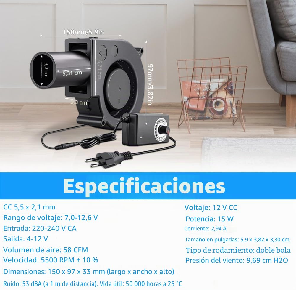 Ventilador Radial de 12 V, 220 V Con Controlador Para Electrodomésticos, Ventilación, Barbacoa, Hinchable, Chimenea, Turbina y Aparatos