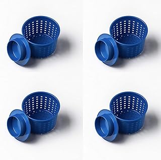 Hozprom Blue Original 4-Piece Cheese Molds Set with Press Follower - 0.55 lbs, Round, Plastic, Dishwasher Safe, 2024