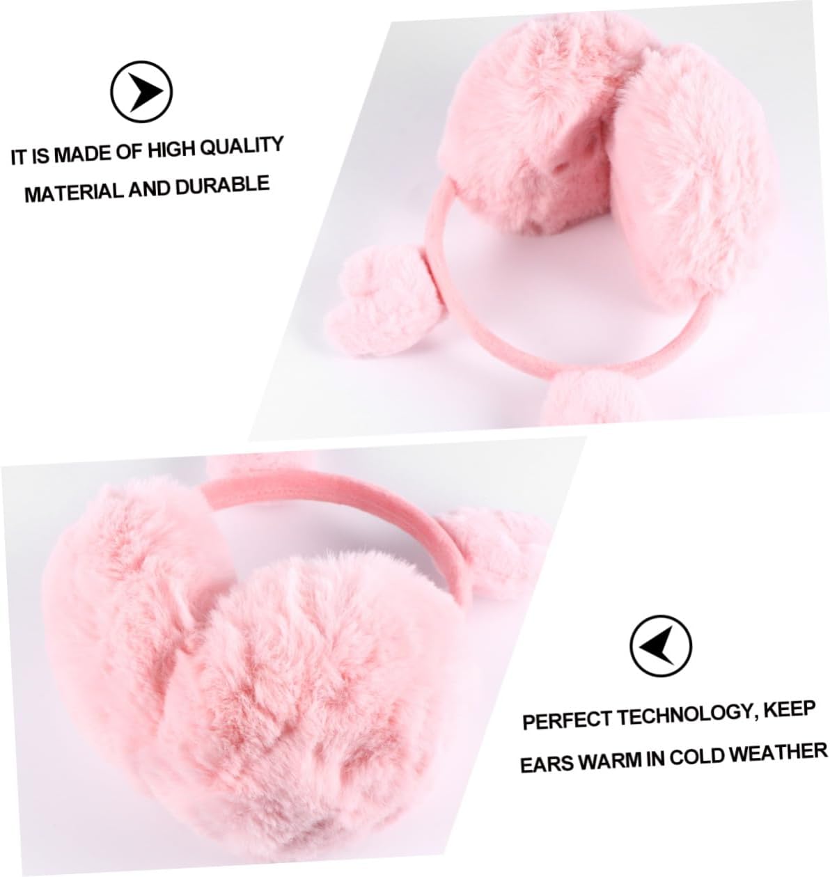 Warm Earmuffs with Pink Reindeer Antlers Plush Ear Warmers for Women and Winter Outdoor Use Adjustable Headband