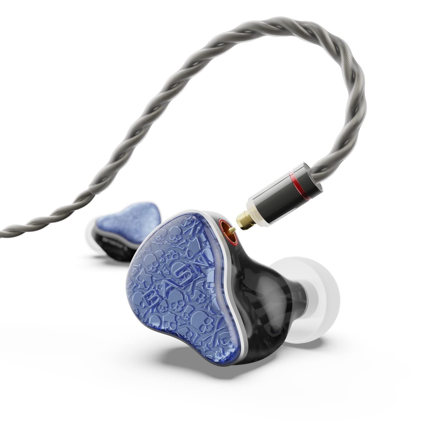 basmaster5 in ear monitors baltic blue 1dldiaphragm 4ba drivers silver-plated cable