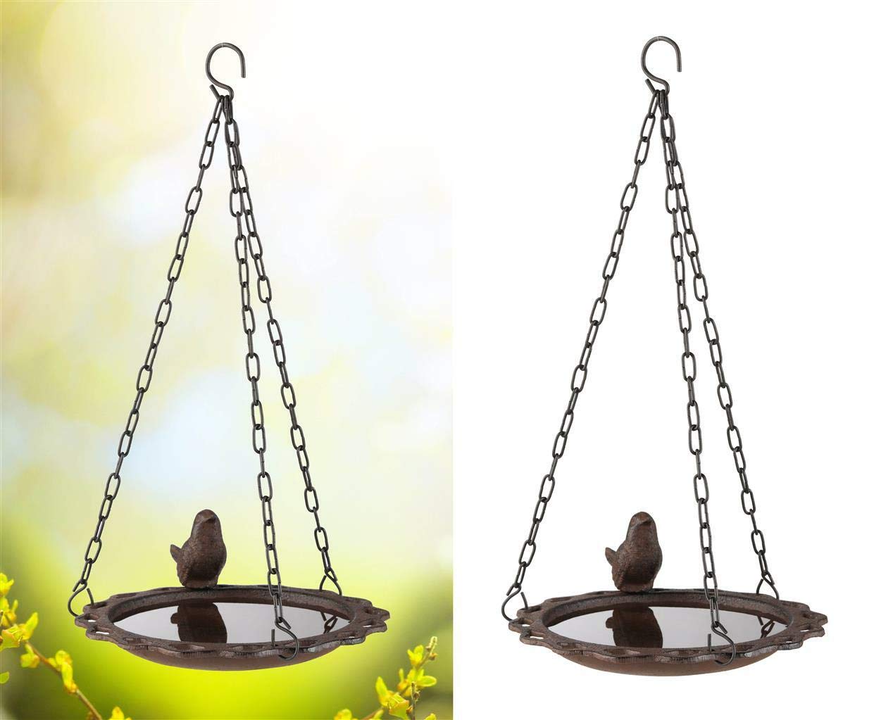 Bambelaa! Abreuvoir à oiseaux en fonte pour jardin, abreuvoir pour oiseaux, eau, mangeoire, abreuvoir suspendu, 1 pièce à suspendre