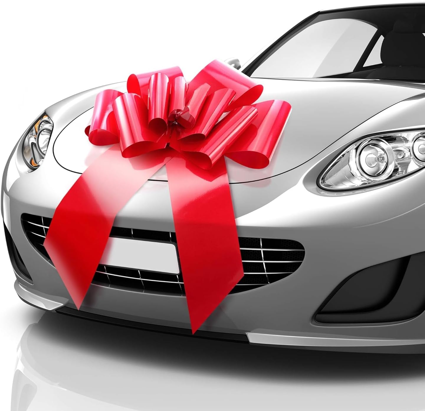 Mifflin - Big Car Bow - Matte Red, 23 Inch - Butterfly Shape Giant Gift Bow for Birthday, Christmas - Huge Car Décor wIth 2 Suction Cups
