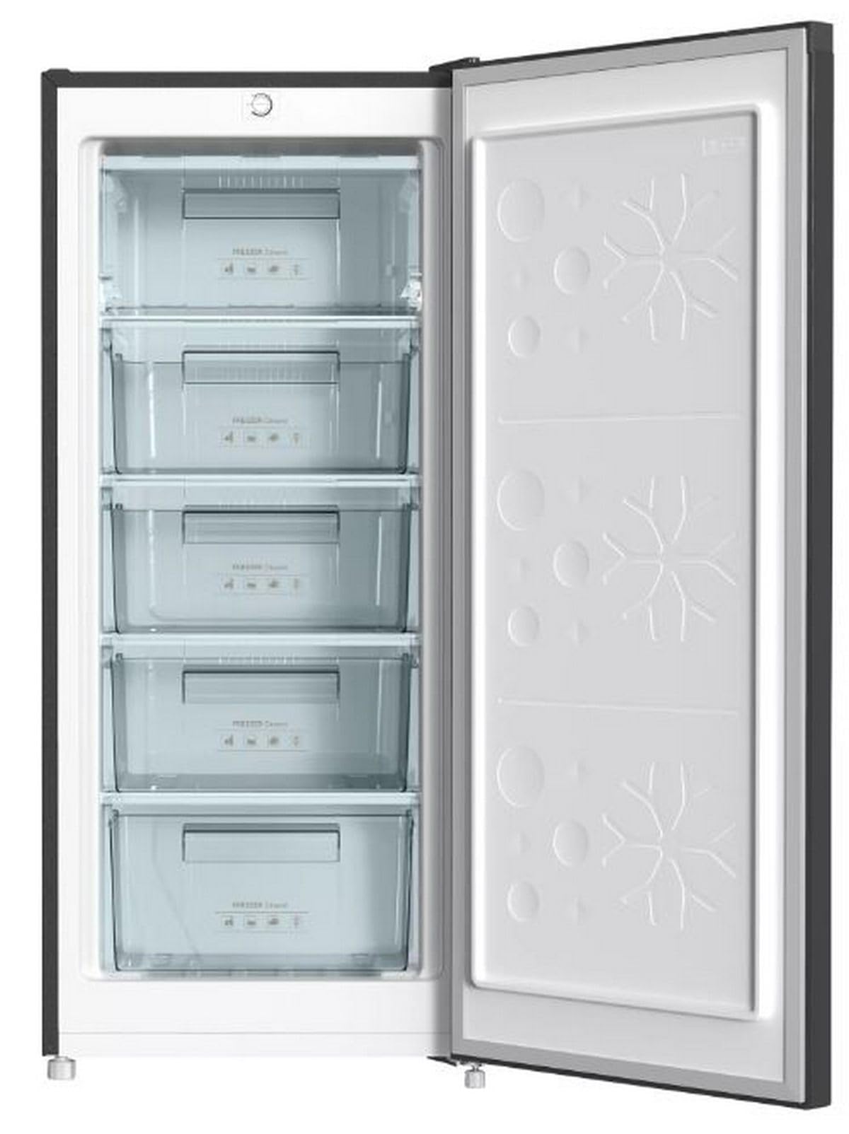 INFINITON Congelador Vertical CV-140L25XEQ, 145 Litros, E, Función Fast Freezing, Congelador 4****, cajón Flap, Tirador integrado, Puerta reversible, Inox