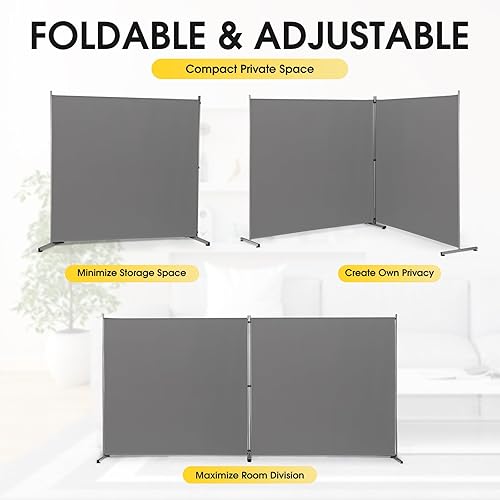 Miniatura 9 de RANTILA Single Large Panel Room Divider Privacy Screen for Office Partition Room Separators Freestanding Room Divider 71W x 71H Grey