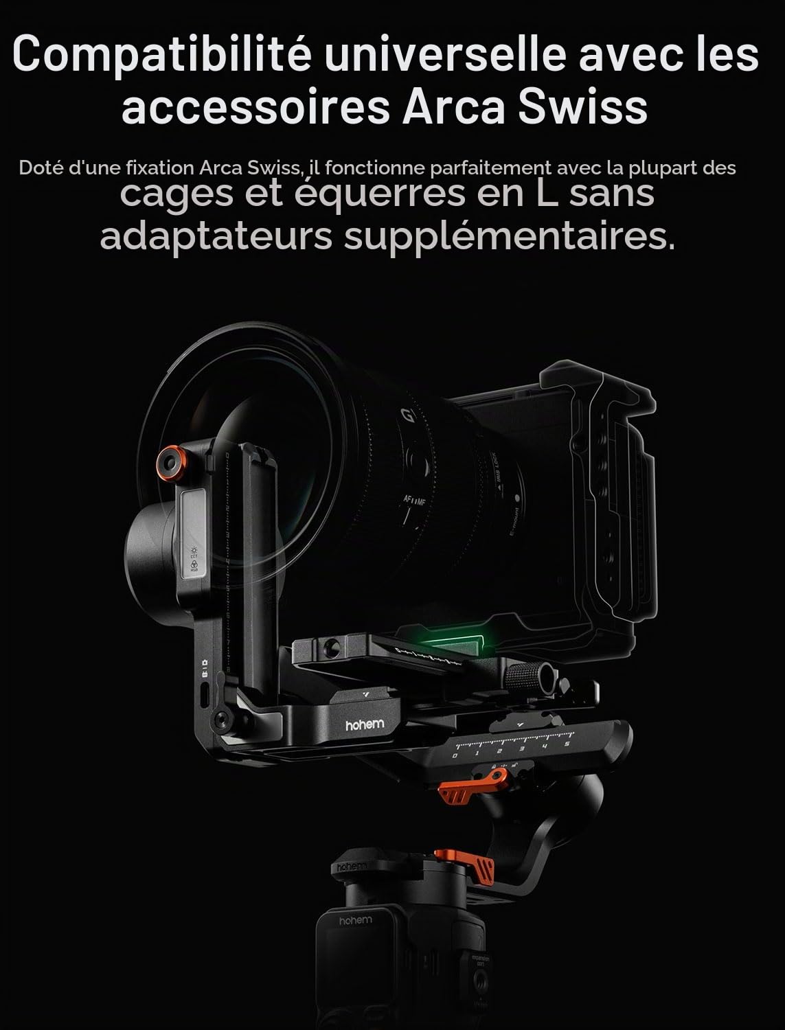 Hohem iSteady MT3 Pro Stabilisateur à cardan 3 Axes pour Camera/Smartphone/Action Camera,Éclairage d'appoint IA Intégré, Télécommande Détachable, Charge utile de 2,5 kg, pour Canon Sony Nikon