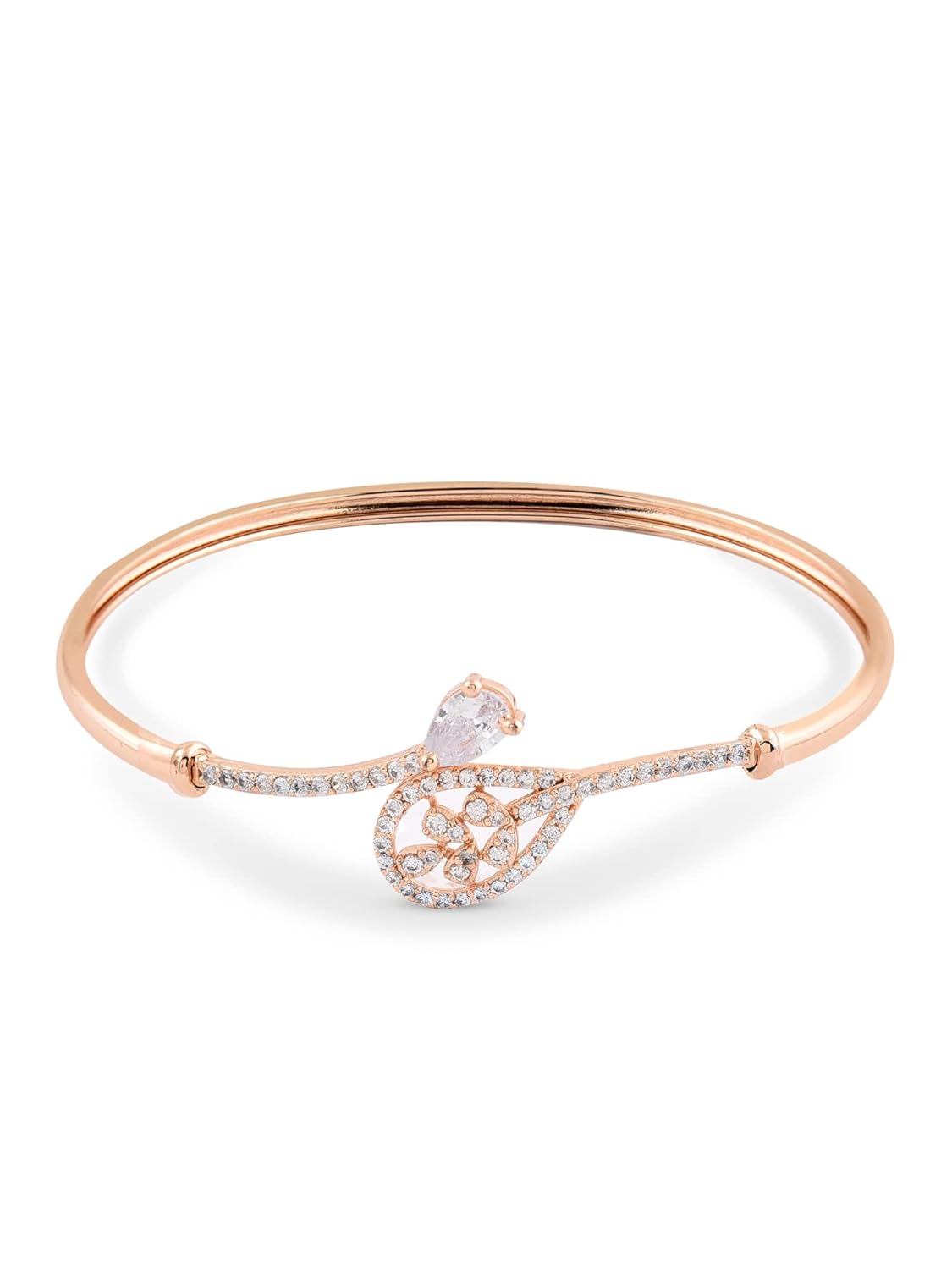 ZAVERI PEARLS Rose Gold Cubic Zirconia Contemporary Bangle Style Kada Bracelet For Women-ZPFK10709