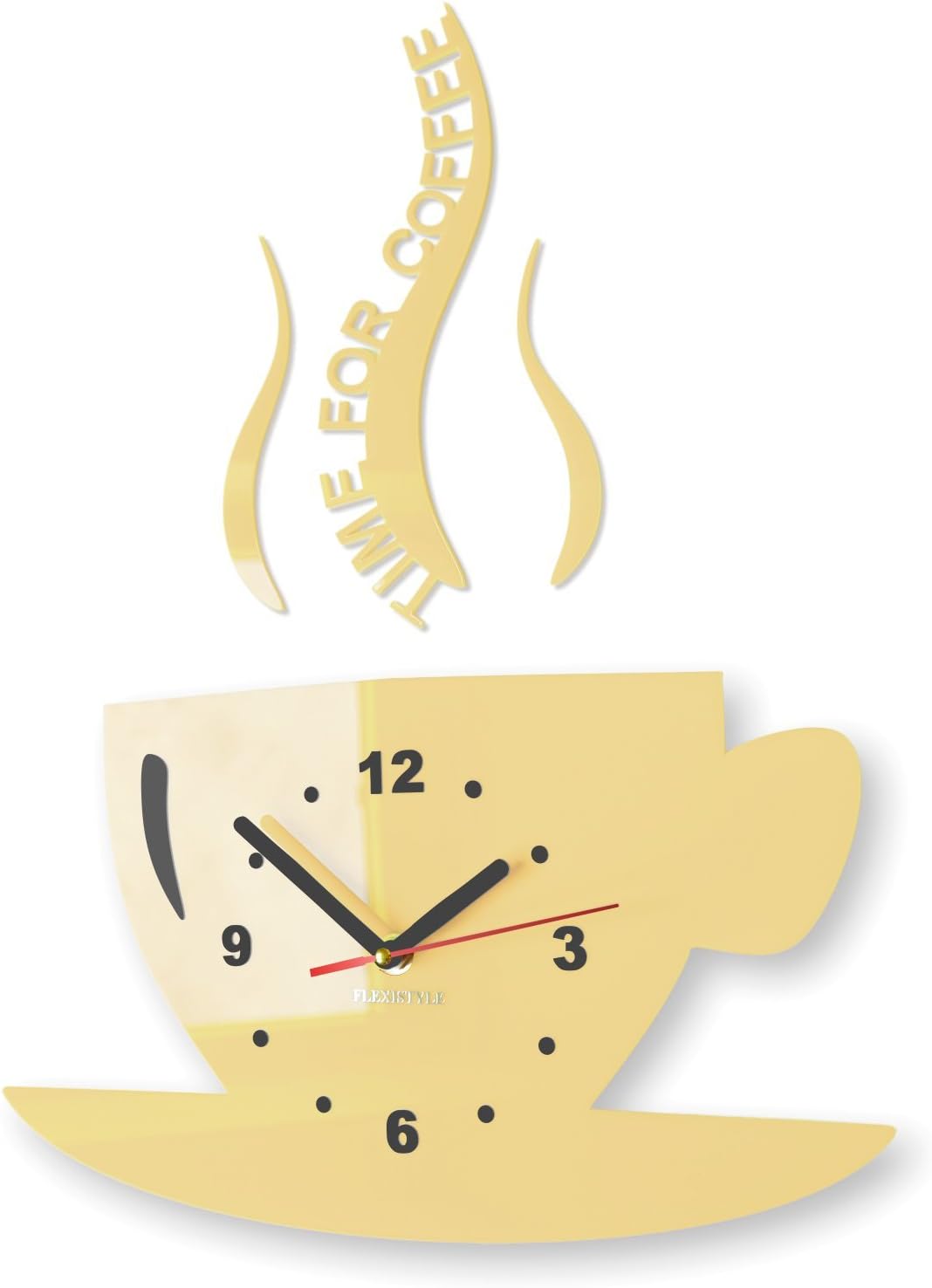 FLEXISTYLEKitchen wall clock CUP time for coffee (Ecru)