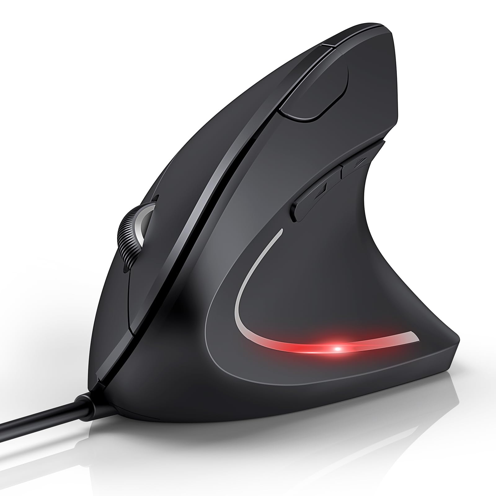 Ergonomic Wired Mouse, Light Black, 4 Adjustable DPI Levels, Silent & Comfortable