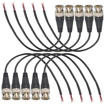 BNC Connector Plug Male Tail Line Q9 Connector with 18cm Wire Q9 Terminal Tail Cable BNC Video Cable Monitor Cable Tail Cable for Monitor Camera CCTV Camera etc