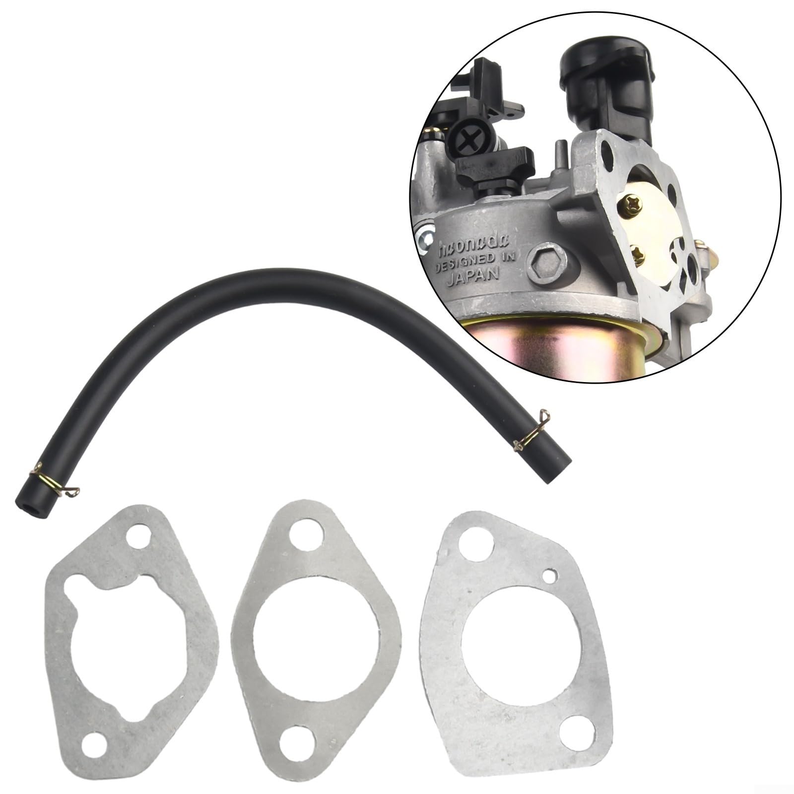 Carburetor Replacement Kit For Honda H1011 Lawn Tractor – Includes Gaskets & Fuel Line, Fits 16100-ZE9-L03