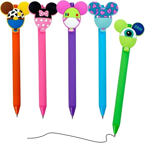 HL Hope&Luck 5 bolígrafos de orejas de personaje con cabeza de ratón, bolígrafo para adultos y niños, bolígrafos retráctiles de dibujos animados