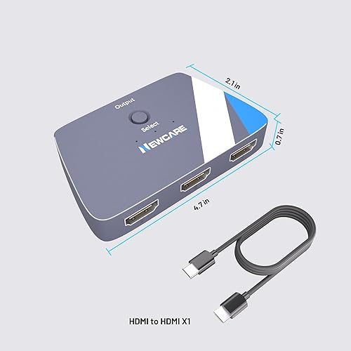 Miniatura 7 de NEWCARE Interruptor HDMI 3 en 1 salida 4K 60Hz, divisor HDMI 3x1 con cable HDMI 2.0 de 2.6 pies, selector de conmutador HDMI de 3 puertos compatible