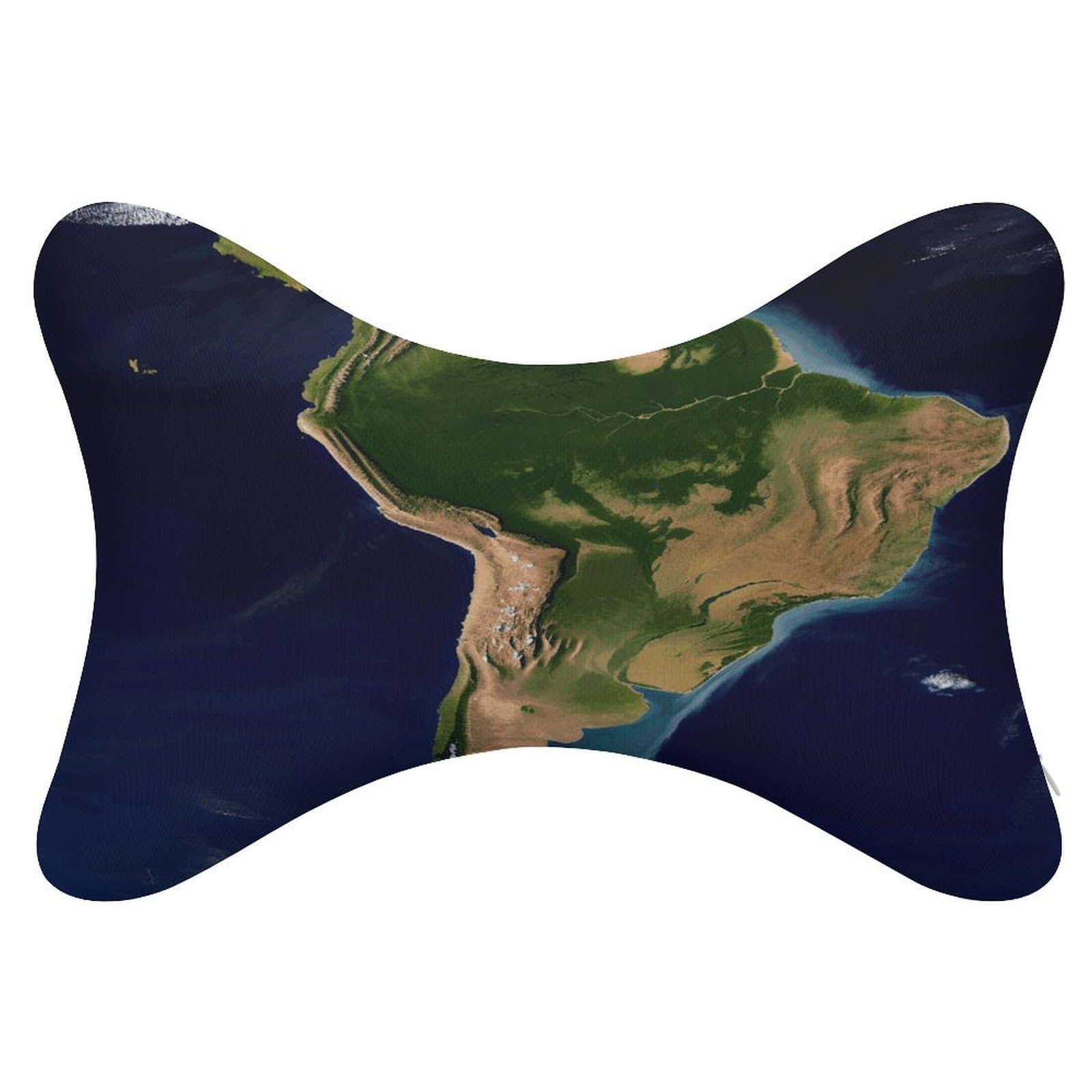 FekiLoot South America Satellite Image Car Headrest Set of 2,Softness Memory Foam Car Neck Pillow with Breathable Removable Cover Car Neck Support Pillow Ergonomic for Driving, Office
