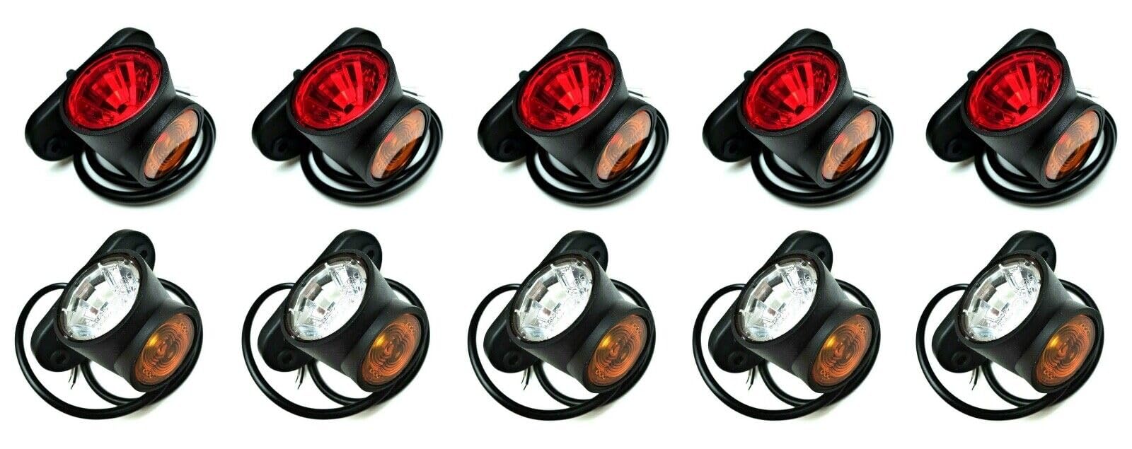 10 luces LED de gálibo cortas 12 V 24 V para camiones y remolques