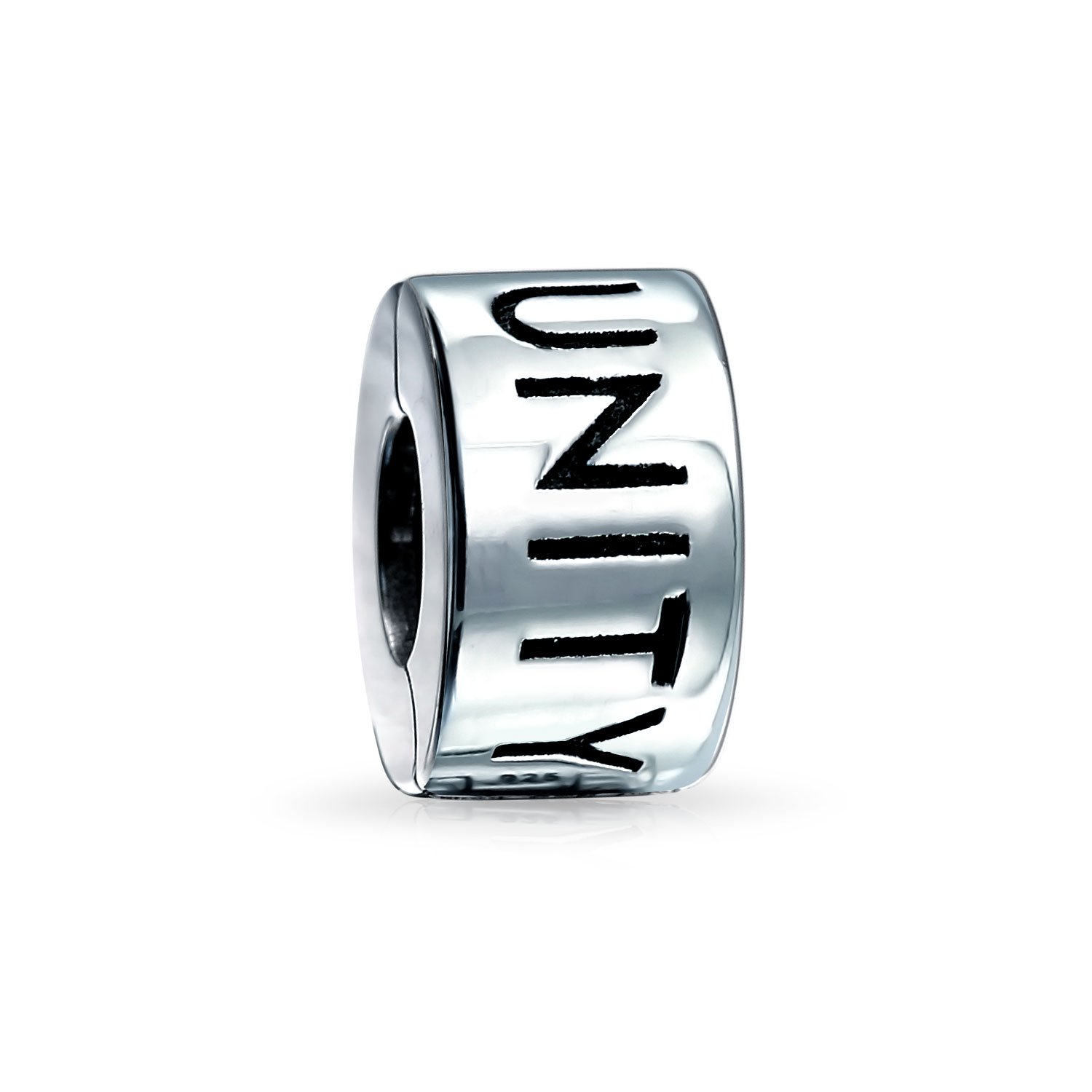 Inspirational LOVE LUCK UNITY Words Saying Message Mantra Spacer Clasp Bead Stopper Charm For European Bracelet For Women 925 Sterling Silver