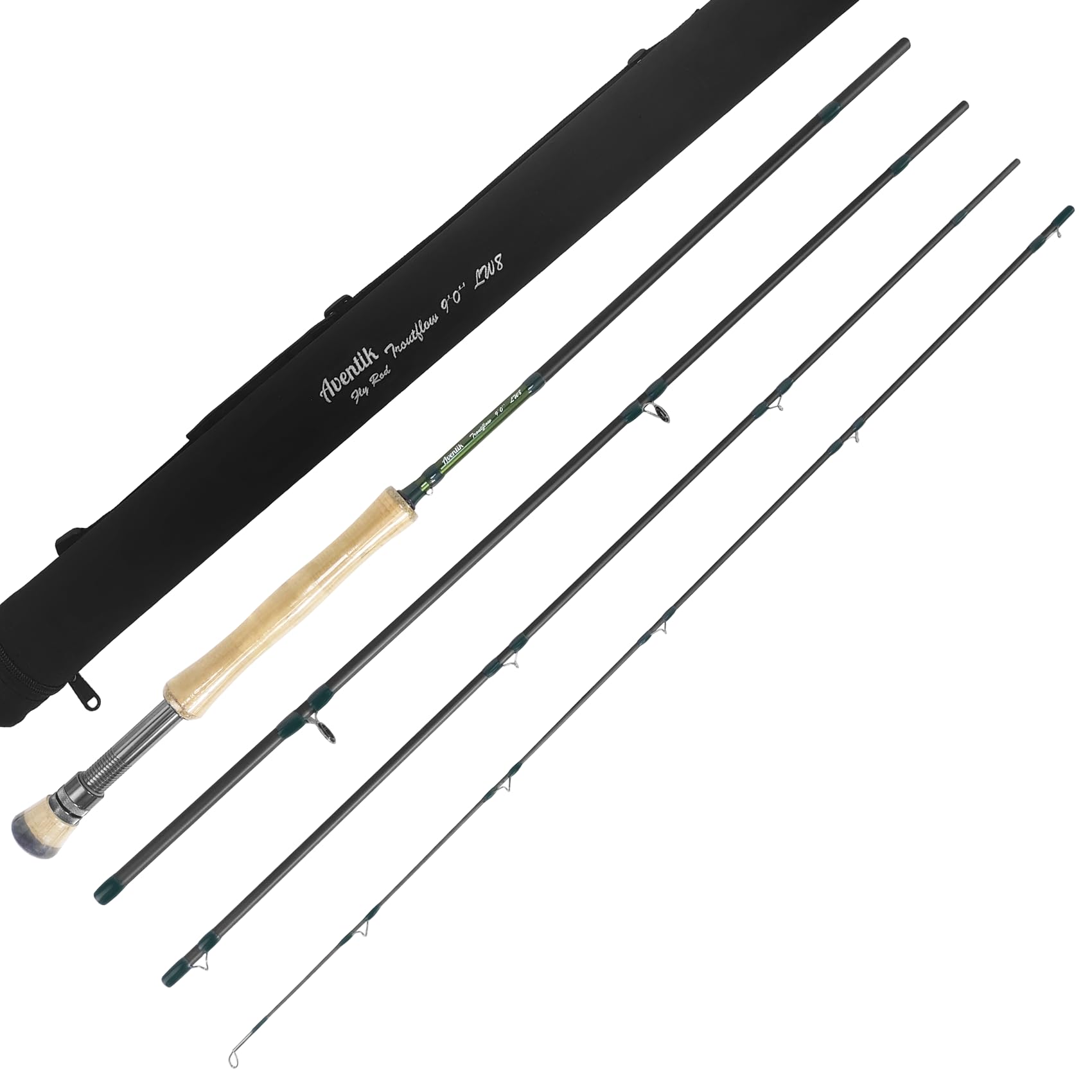 Aventik Fly Fishing Rod with Tube,4 Pieces,9FT 5wt,9FT 8wt, Carbon Fiber Fast Action Ultra-Portable Fly Rod for Traveling(Troutflow Series)