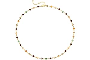 14k Gold Plated Beaded Pearl Choker Necklace, Colorful Beaded Charm Necklace