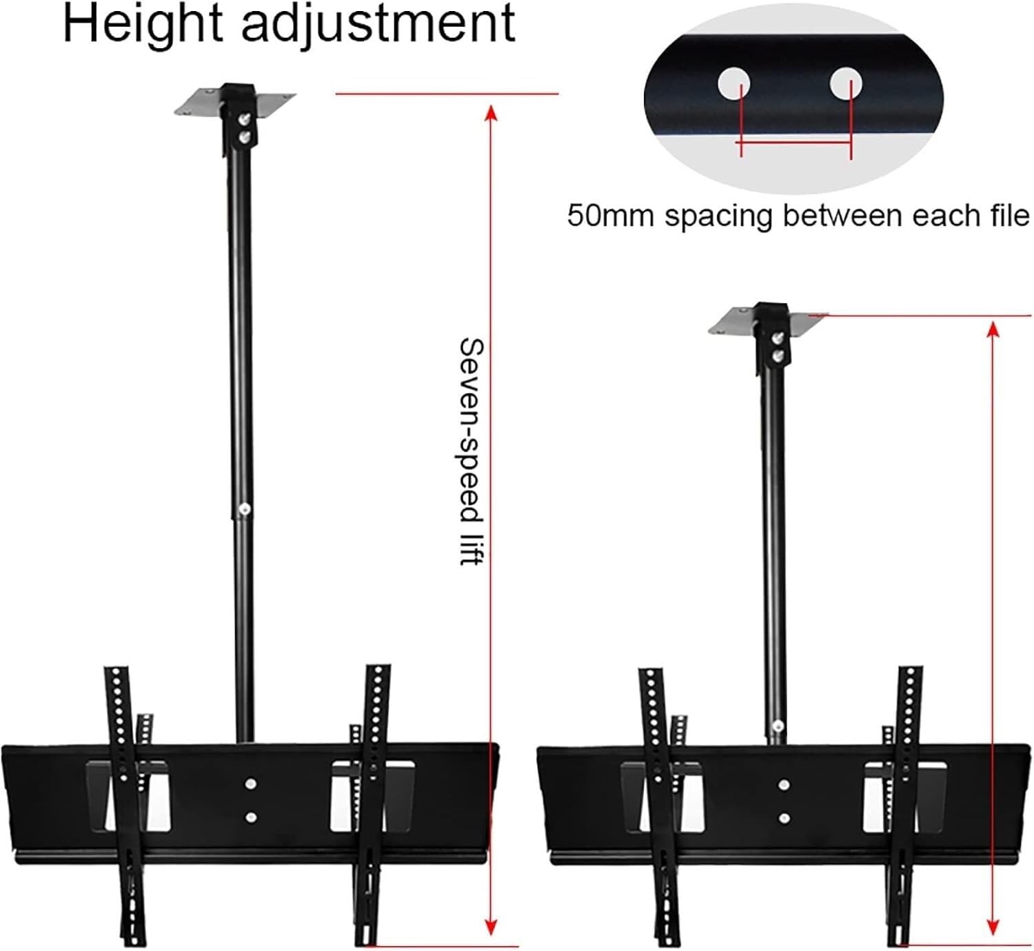 Support de plafond réglable double face télescopique inclinable et pivotant pour téléviseurs LCD à écran plat de 30 à 70"
