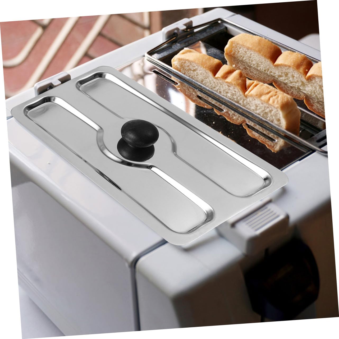 Mikikit 2 piezas Cubierta para Máquina de Desayuno Tapa de Acero Inoxidable para Tostadora Protector de Utensilios de Cocina Compatible Mayoría de Tostadoras Domésticas