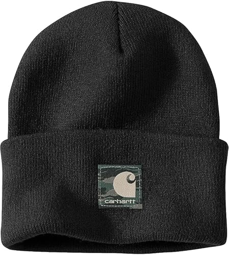 Image of Carhartt Camo Patch Black Beanie - Youth Child - One Size