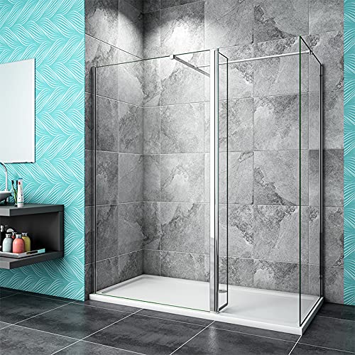 Walk in Shower Enclosure 8mm Easy Clean Glass Wet Room Cubicle 800mm Front Panel+700mm Side Panel+300mm Flipper Panel