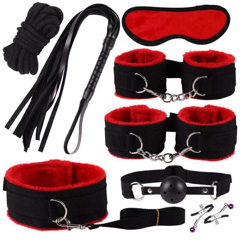 8 Mangas Protectoras De Ejercicio Corporal De Nylon Rojo, Con Accesorios De Peluche, Correa Protectora Especial