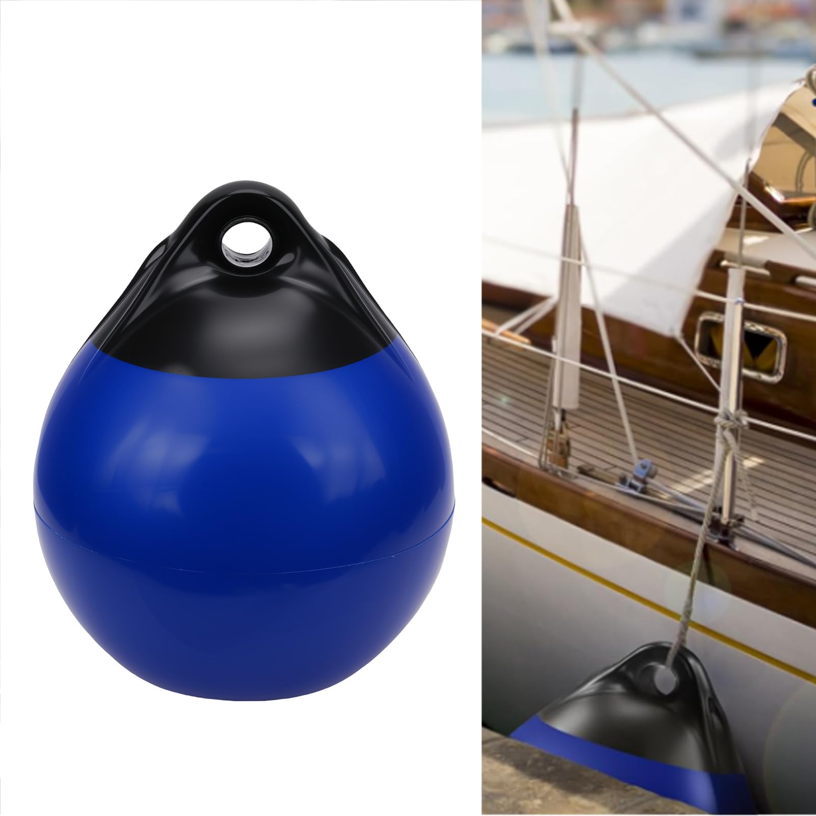 Bouée de Bateau Gonflable en PVC Haute Résistance, Boule de Pare-Chocs pour Bateaux à Rames, Yachts D'amarrage, 1 unité Bleu Noir