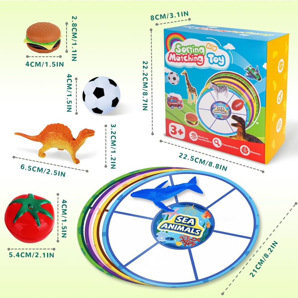 Sorting Toys for Toddlers, Farm Animals Toys Matching Games, Match Card & Sort Game Set, Learning & Sorting Games with Storage Bag, Preschool Learning Activities Education Playset for Boys and Girls