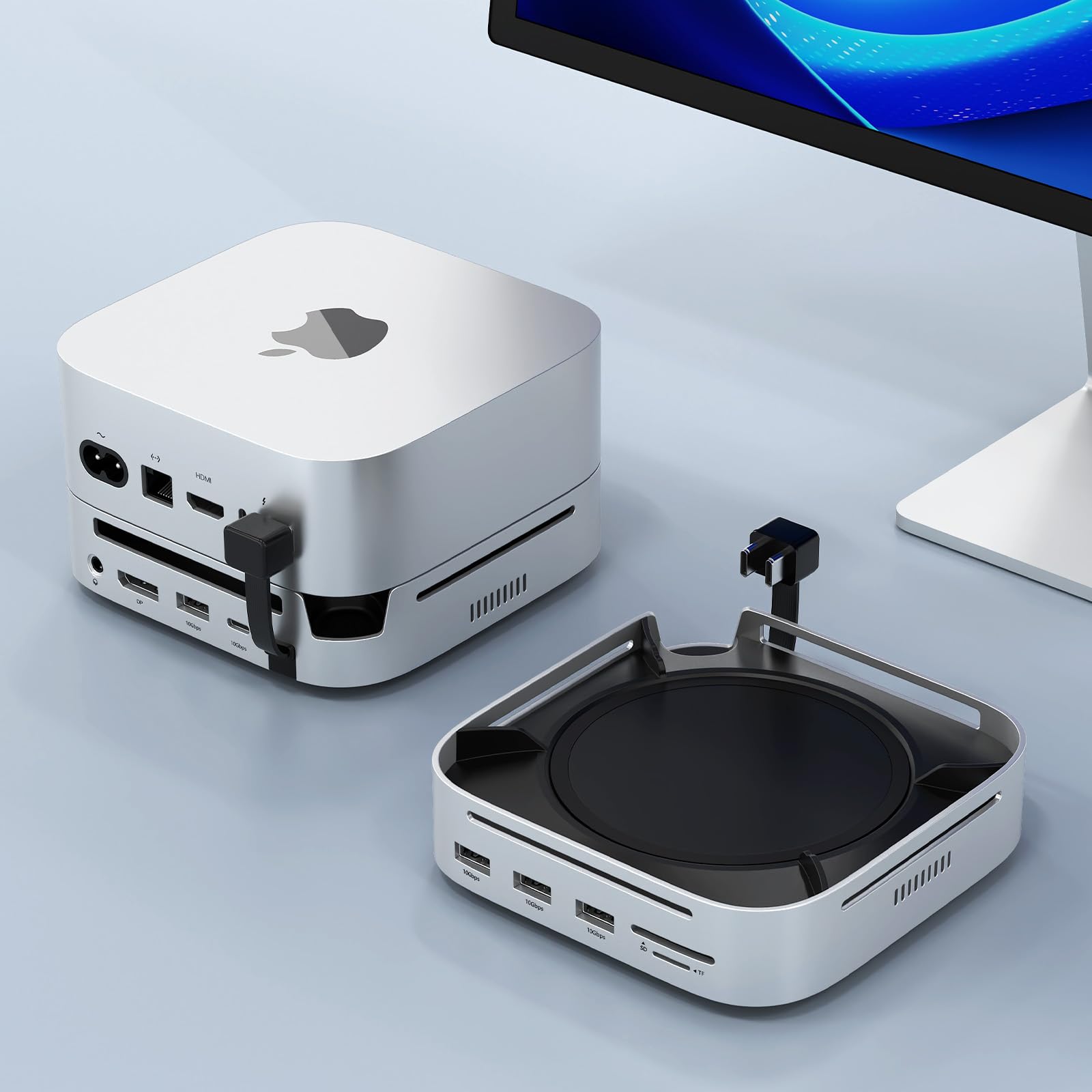 Mac mini M4 Docking Station with Display Port M 2 NVMe Enclosure Mac mini M4 Dock Hub with