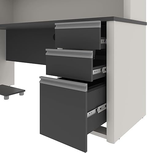 Miniatura 7 de Bestar Estación de trabajo Connexion en forma de U con tres cajones, 72 W, pizarraarenisca