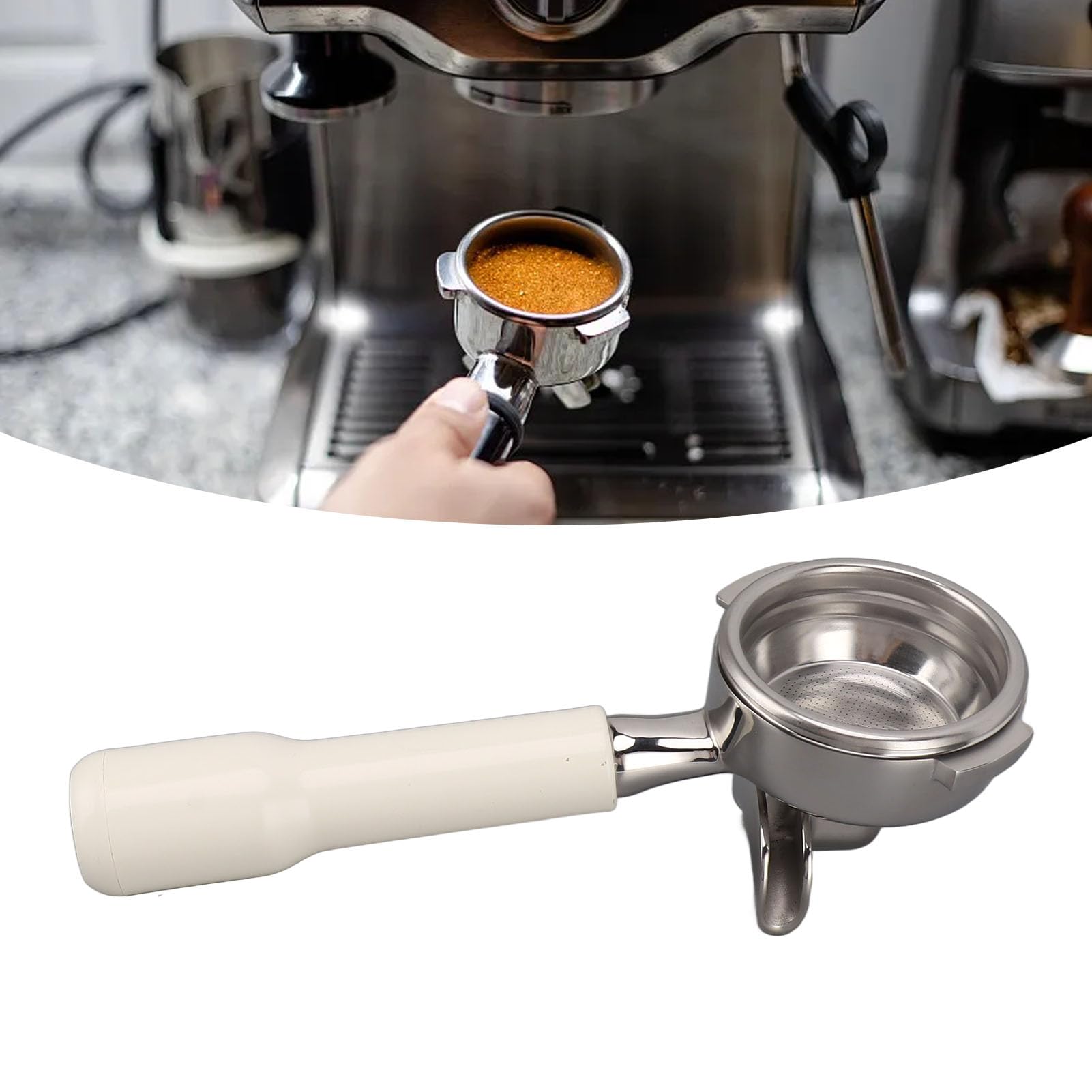 Topiky Portafiltro de café de 54 Mm, Portafiltro de café de Acero Inoxidable, Portafiltro de 2 Orejas, Portafiltro Desmontable, Apto para Nuova, Extrae Dos Tazas de café (Blanco)
