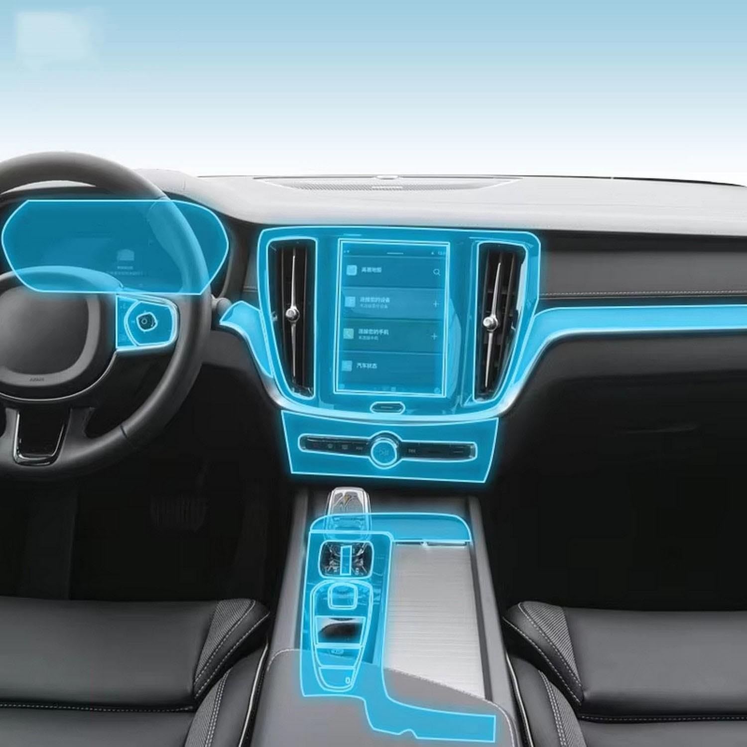 Film PPF Volvo S60 protection console centrale TPU transparent mat