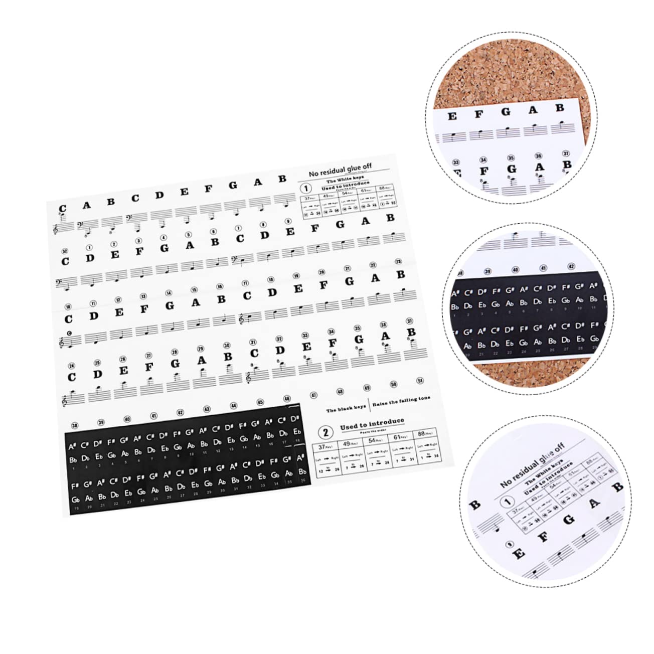 Totority Piano Labels for Keys Large Print 37/49/54/61/88 Key Stickers for Boys and Girls Easy to Identify Notes