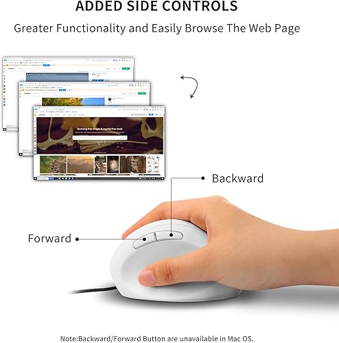 Miniatura 5 de Sokelinn-six Mouse vertical con cable, mouse ergonómico para juegos de mano derecha 800 1200 1600 DPI ajustable, muñeca óptica USB, ratones
