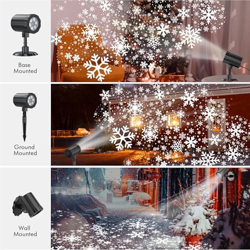 Christmas Projector Lights Outdoor, GUSODOR Dynamic Snowflake Projector IP65 Waterproof Snow Projection Lights for Indoor Outdoor Christmas... - Image 5
