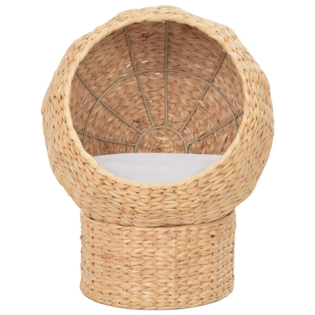 Katzenkorb Seegras - Handgefertigte Katzenhöhle mit herausnehmbarem Kissen, Natur-Katzenhaus Ø 35 cm, Höhe 45 cm, Gemütliches Katzenbett für drinnen