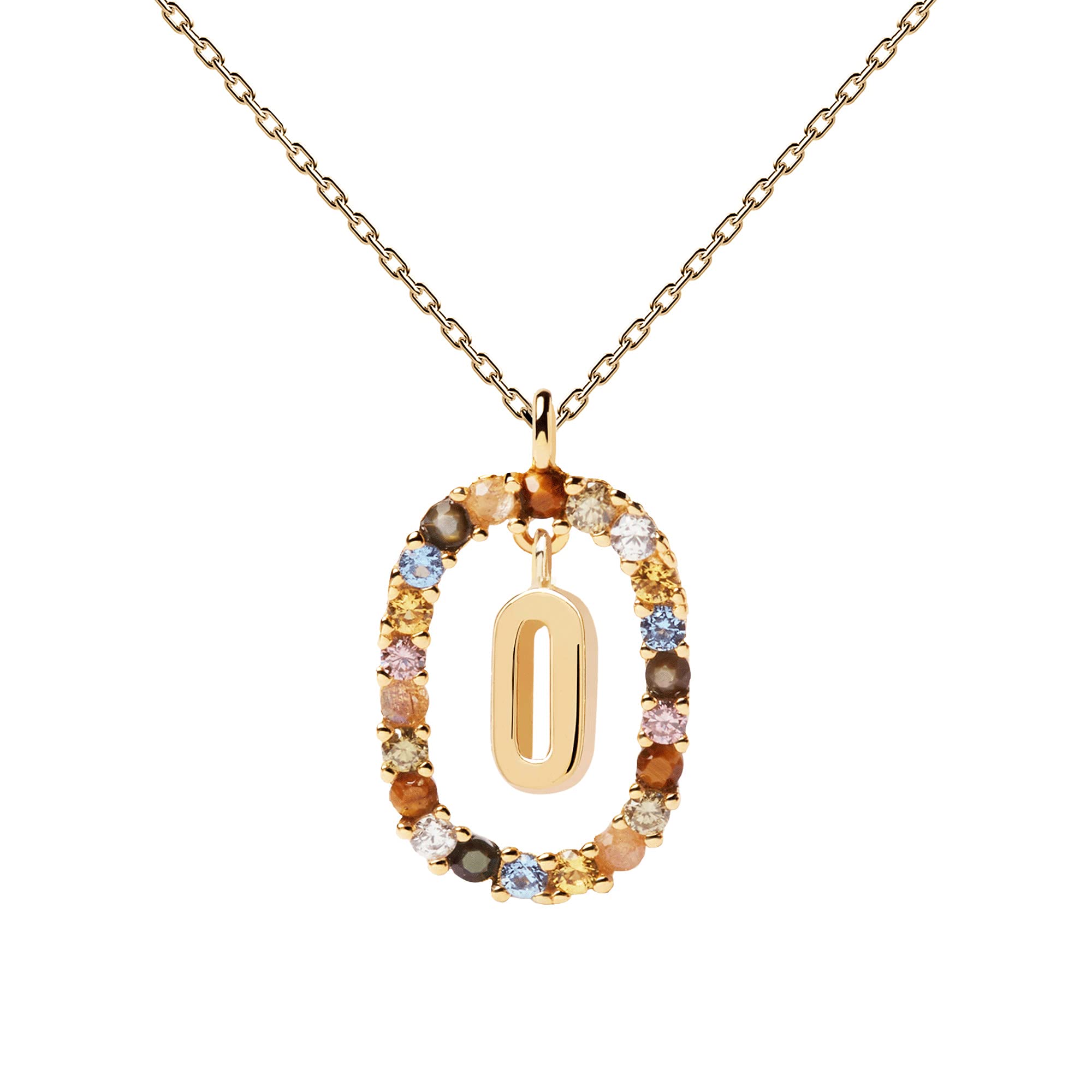 P D PAOLA - Collana Lettera O - Argento Sterling 925 placcato oro 18k - Gioielli da donna, Estándar, Oro, Nessuna pietra preziosa